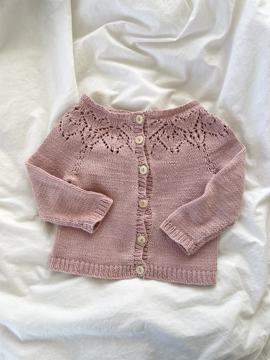 Håndstrikket bomuldscardigan str. 74