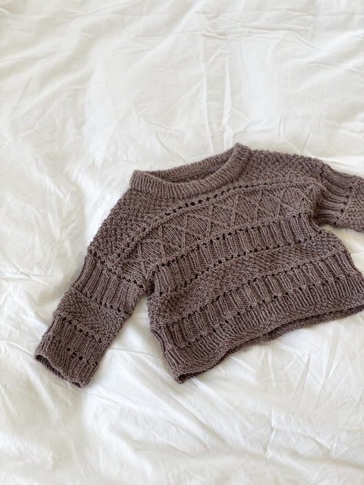 Håndstrikket Ingrid sweater, Merino str. 9 mdr