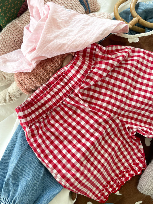 Rødternede cropped bukser