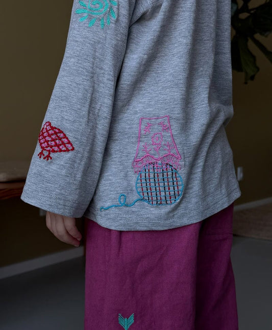 BILLIE MINI LANGÆRMET T-SHIRT - GREY