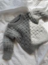 Håndstrikket sweater med flet, Merino str. 9 mdr