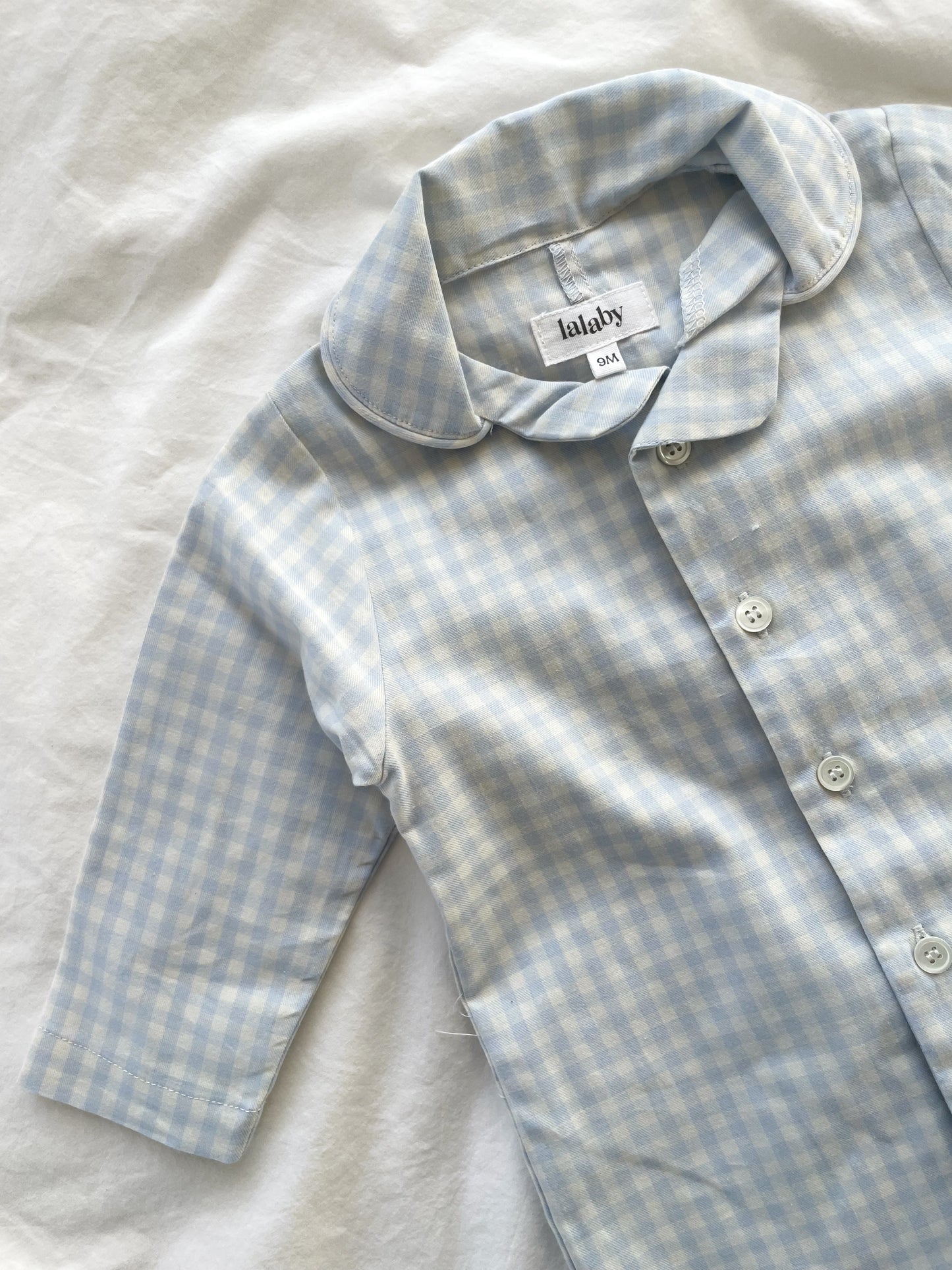 Lalaby Pyjamas, Blå gingham str. 9 mdr