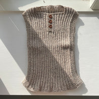 Håndstrikket beige vest, Recycled uld tweed, 2 år