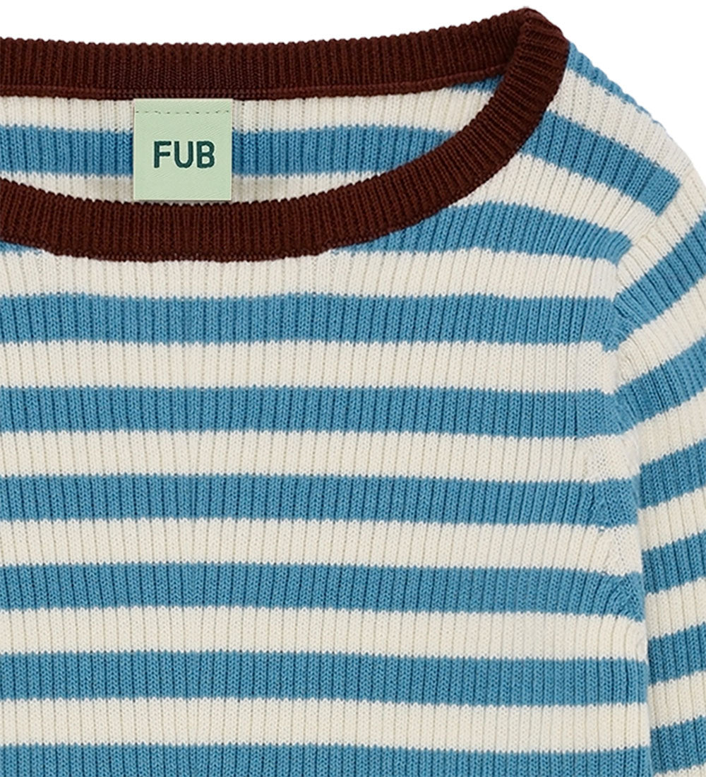 FUB Rib Bluse - Ecru/Sea