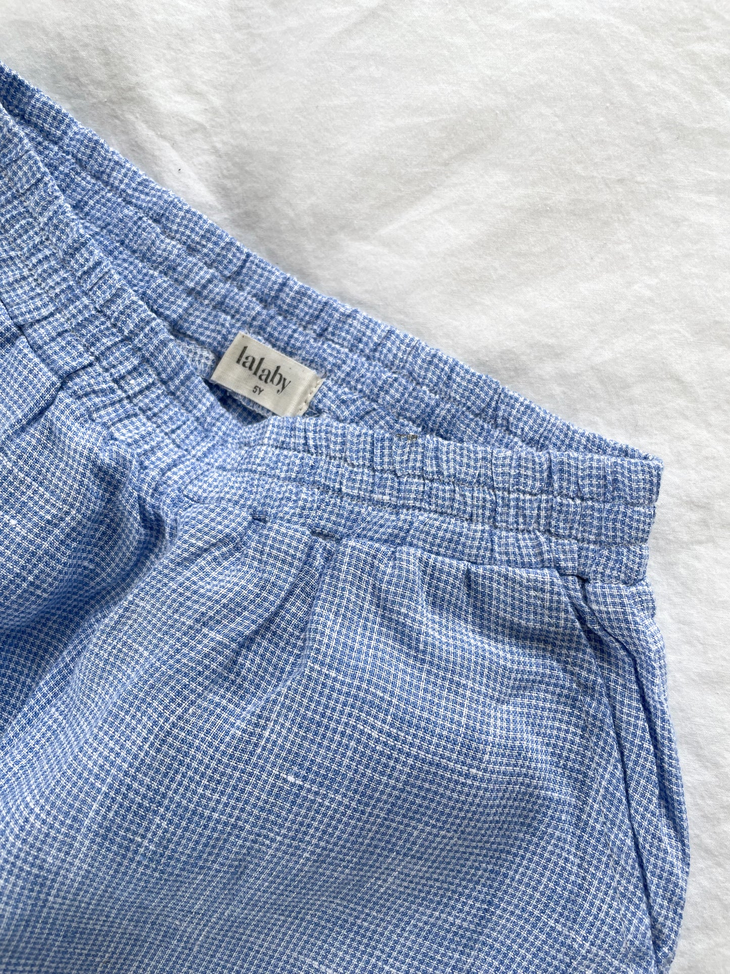 Lalaby Frankie bukser i hør - Pepita Check - str. 5 år