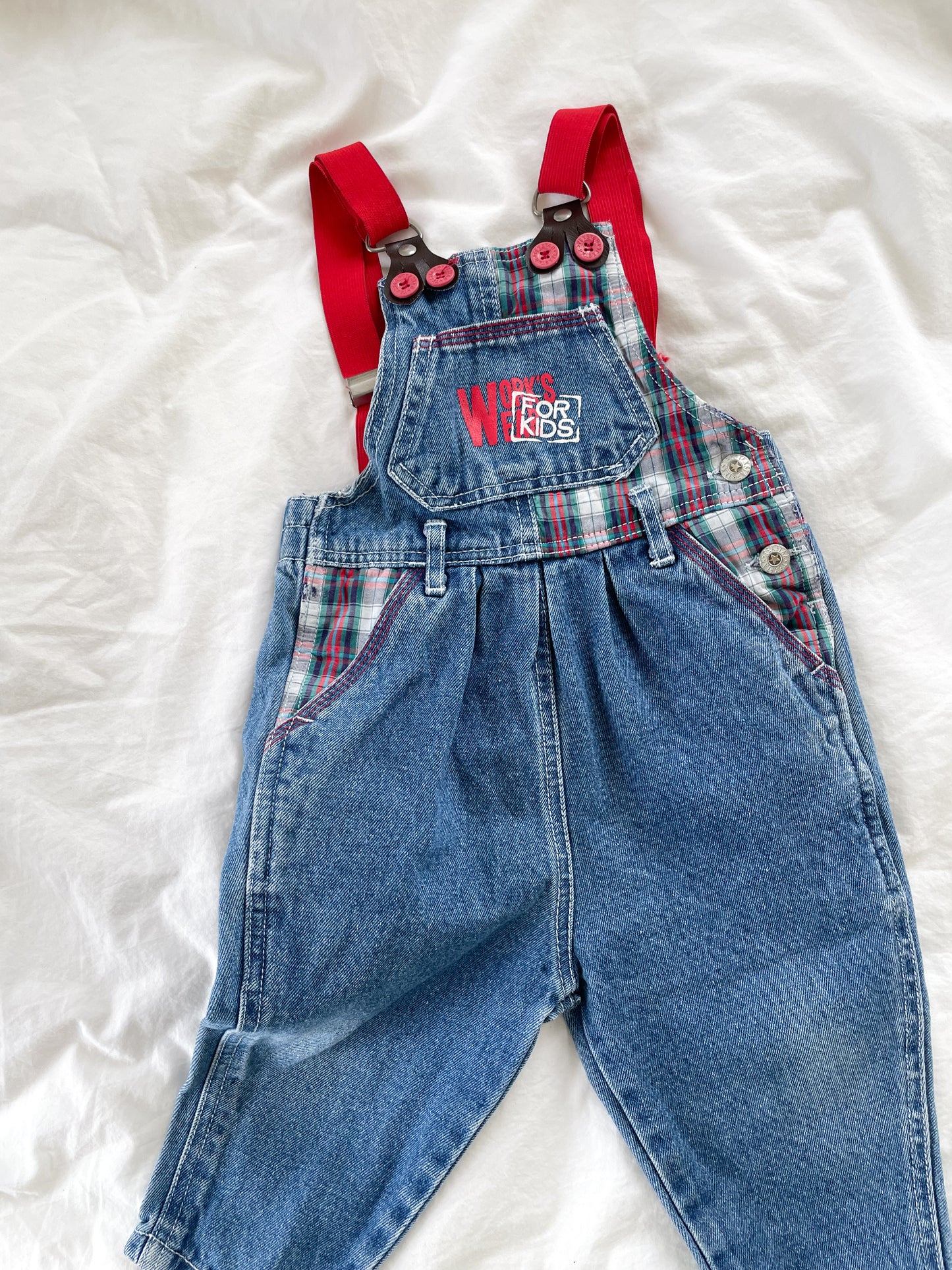 Vintage denim overalls med seler str. 9 mdr