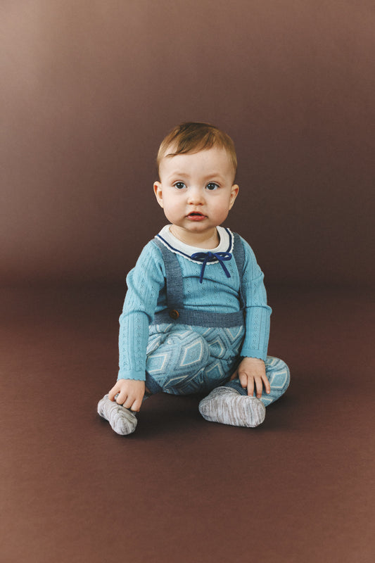 BABY BOW BODY MERINO - LIGHT TEAL