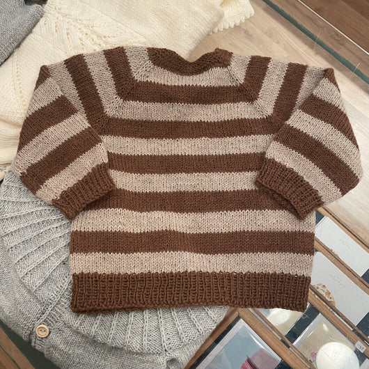 Håndstrikket ny sweater, Alpaka str. 18-24 mdr