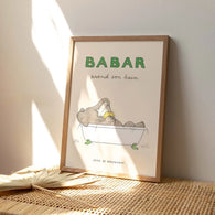 Jean De Brunhoff - Plakat - Babar prend son Bain