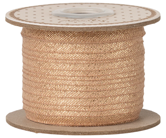 Maileg Bånd på rulle 25 m - Rosa/guld