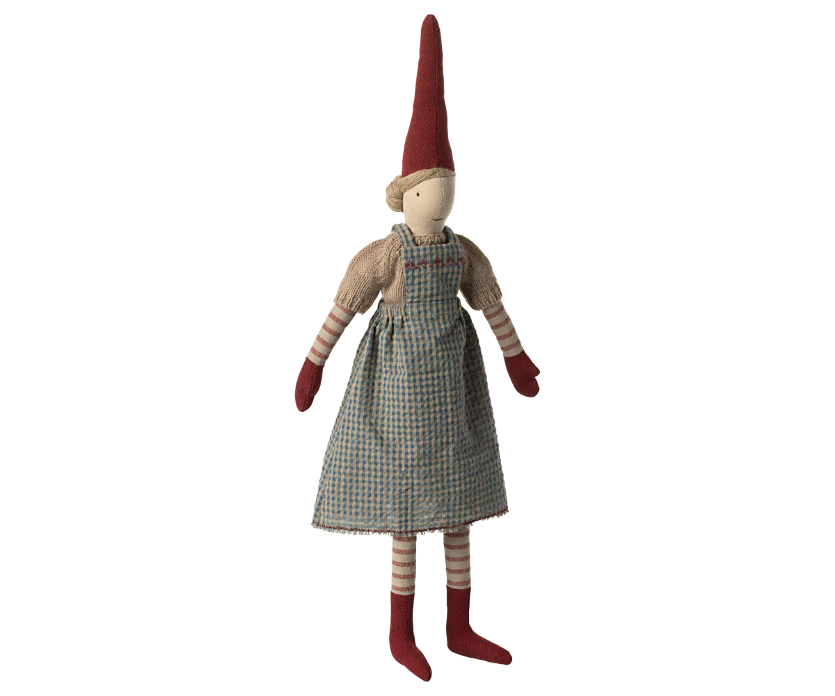Maileg Nisse str. 3 - Pige - Forklæde kjole