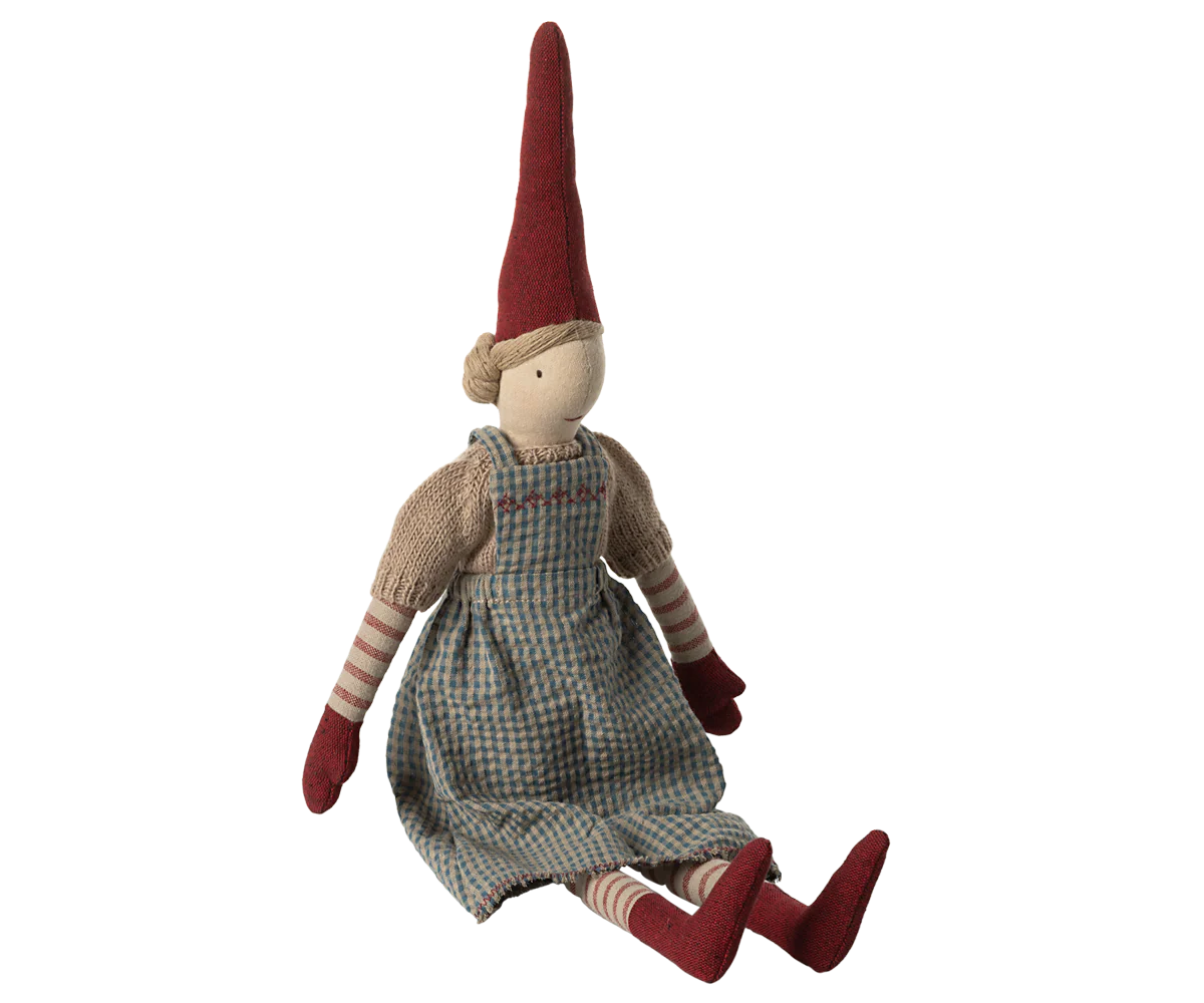 Maileg Nisse str. 3 - Pige - Forklæde kjole