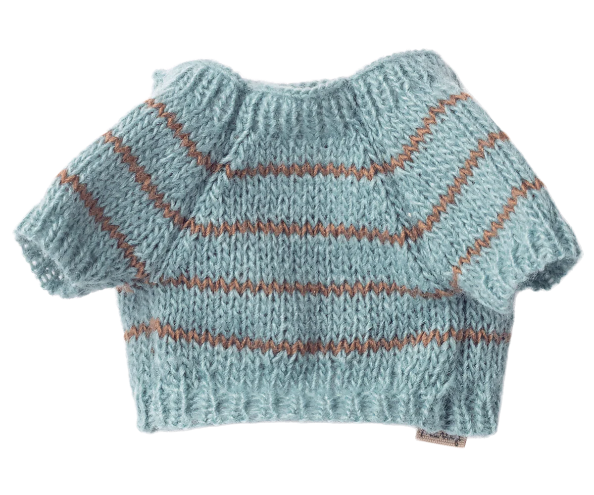 Maileg Hvalpetilbehør, Small, Strikket sweater - Lys blå