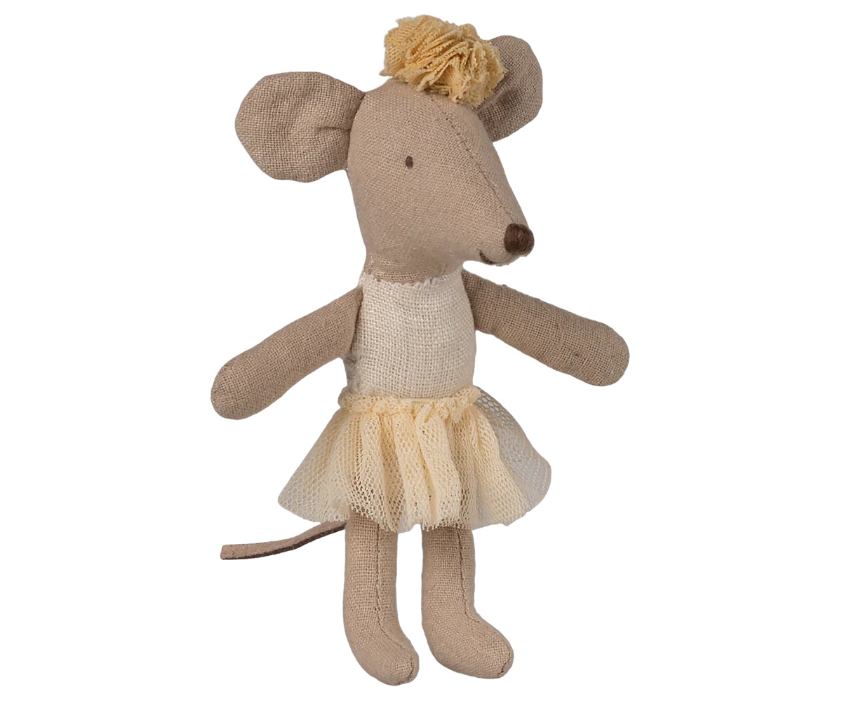 Maileg Ballerina mus lillesøster - Råhvid