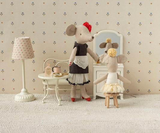 Maileg Ballerina mus lillesøster - Råhvid