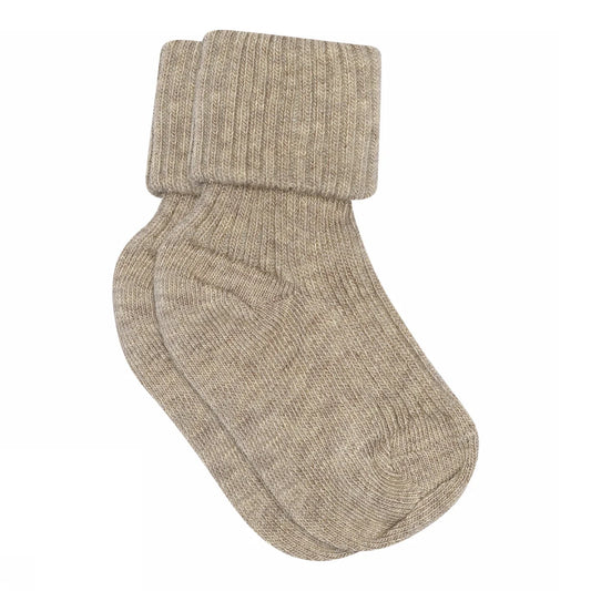 BABYSTRØMPER I BOMULD - LIGHT BROWN MELANGE