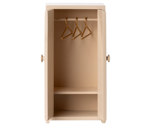 Maileg Træskab med bøjler til mus - Lyserød