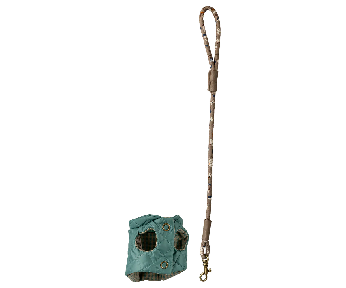 Maileg Halsbånd og snor til kæledyr - Mørk mint