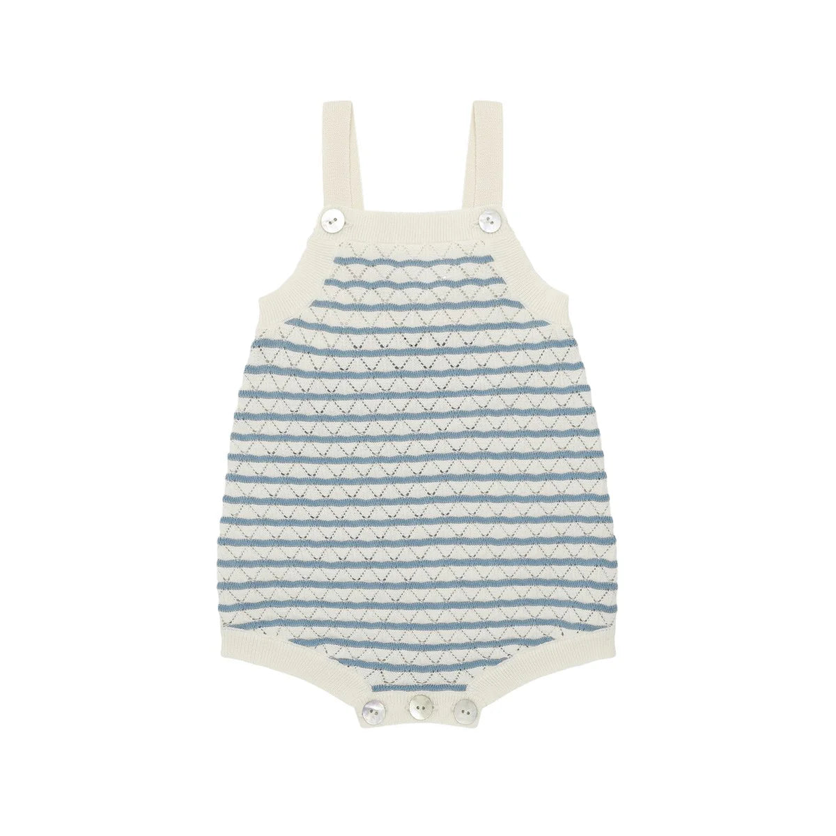 FUB Baby Pointelle Romper - Ecru/Sea