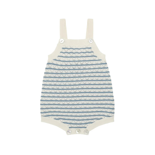 FUB Baby Pointelle Romper - Ecru/Sea