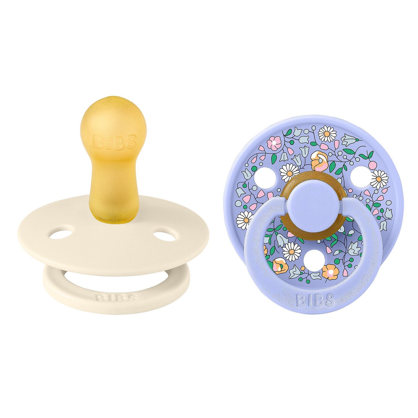 BIBS x Liberty Pacifier Colour 2-pak Oscar Meadow Latex Size 2 - Ivory Mix