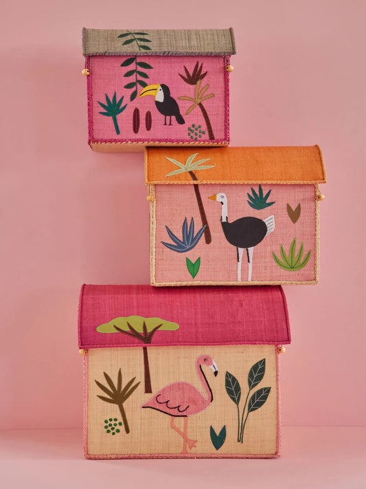 Rice Raffia Opbevaringshus Stor - Jungle Theme - FORUDBESTIL