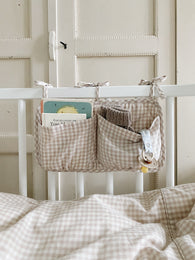 Lalaby Bedside pocket, Beige Gingham - PREORDER - kommer i uge 50