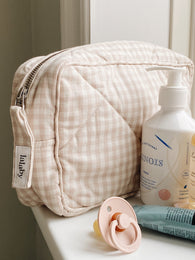Lalaby Toilettaske, Beige Gingham - PREORDER - kommer i uge 50