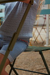Copenhagen Colors Knitted Pointelle Blouse - Dusty Blue