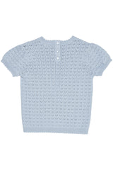 Copenhagen Colors Knitted Pointelle Blouse - Dusty Blue