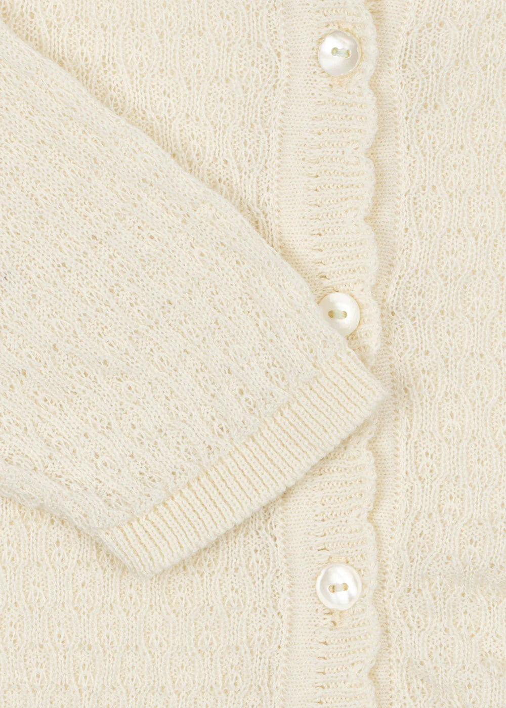 Fanga Fontana Venti Pointelle Cardigan - Antique White