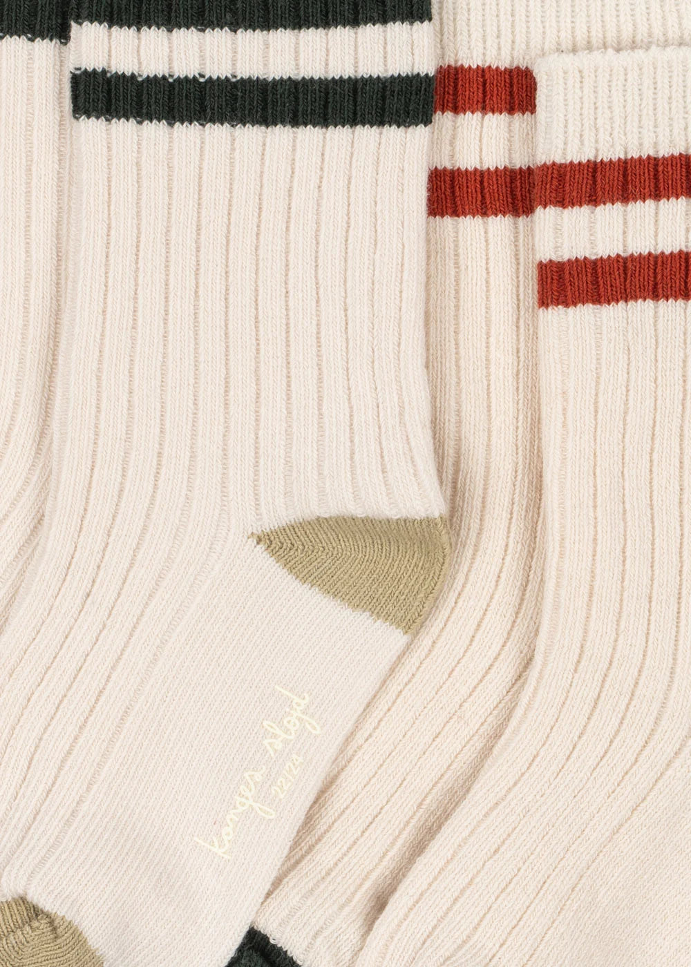 2-PAK RIB STRØMPER - GREEN STRIPE