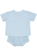 Copenhagen Colors Seersucker Baby set - Sky Blue / Cream Stripe