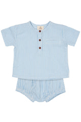 Copenhagen Colors Seersucker Baby set - Sky Blue / Cream Stripe