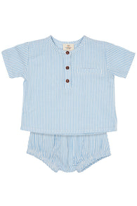 Copenhagen Colors Seersucker Baby set - Sky Blue / Cream Stripe
