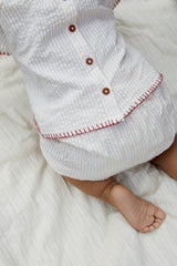 Copenhagen Colors Seersucker Baby set - Dusty Rose / Cream Stripe