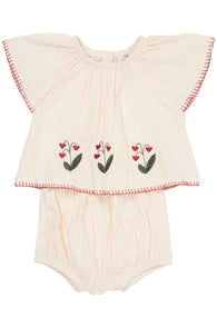 Copenhagen Colors Seersucker Baby set - Dusty Rose / Cream Stripe