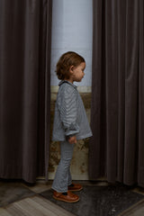 Copenhagen Colors Striped T-shirt w ruffle sleeves - Navy Cream stripe