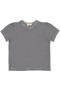 Copenhagen Colors Striped T-shirt w ruffle sleeves - Navy Cream stripe