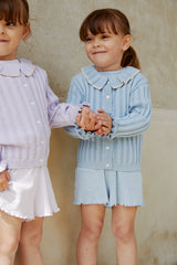 Copenhagen Colors Summer Pointelle Shorts - Dusty Blue