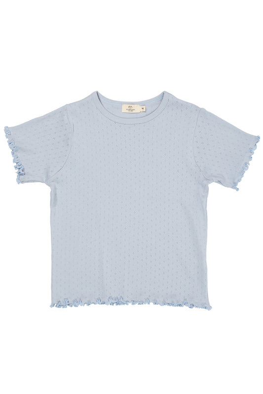 Copenhagen Colors Summer Pointelle T-shirt - Dusty Blue