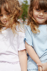 Copenhagen Colors Summer Pointelle T-shirt - Dusty Blue