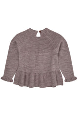 Copenhagen Colors Merino Knit Blouse with Frill - Natural Melange