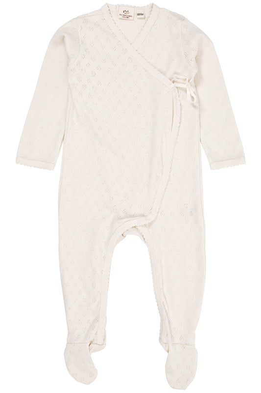 Copenhagen Colors Pointelle Heart Heldragt med fødder - Cream