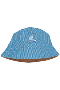 Copenhagen Colors vendbar Twill Bucket Hat - Blue Stripe/Beige