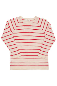 Copenhagen Colors Light Knitted T-shirt - Cream/Dusty Rose/Red