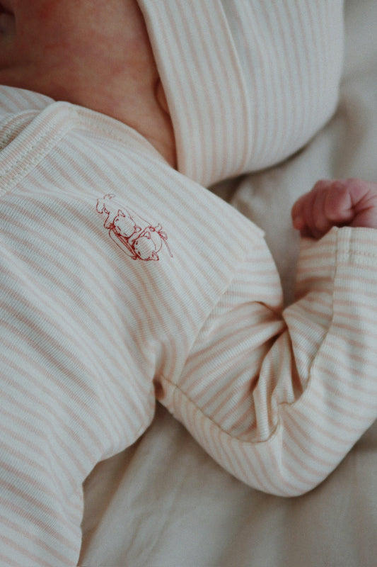 Fanga Fontana Fio Onesie - Tea Stripe/Cameo Rose