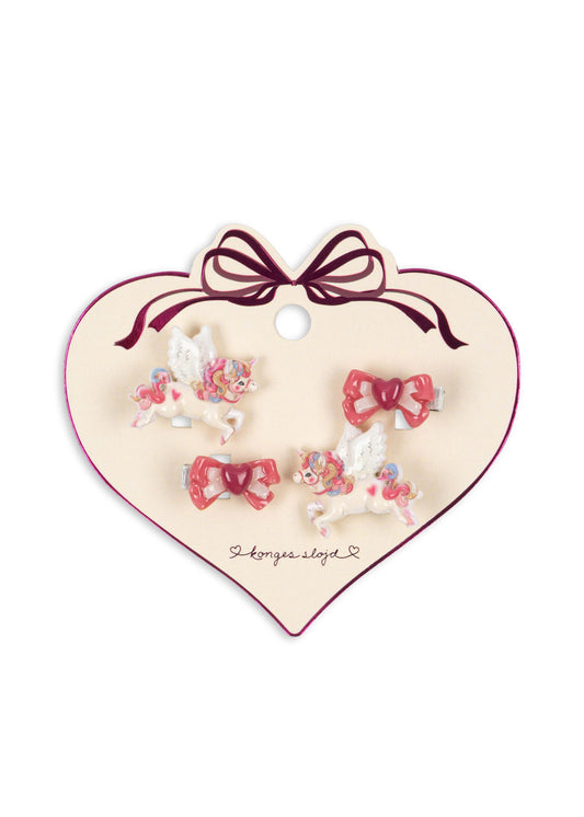 Konges Sløjd 4-pak Unicorn Bow Hairclip - Multi