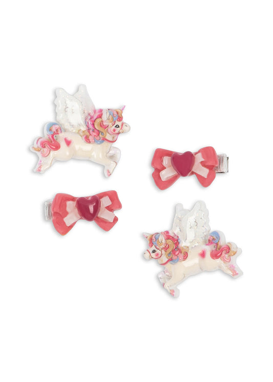 Konges Sløjd 4-pak Unicorn Bow Hairclip - Multi
