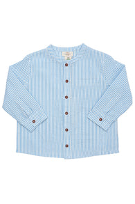Copenhagen Colors Seersucker Shirt - Sky Blue / Cream Stripe